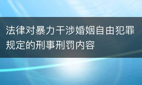 法律对暴力干涉婚姻自由犯罪规定的刑事刑罚内容
