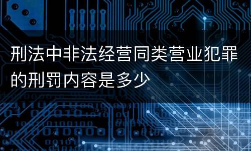 刑法中非法经营同类营业犯罪的刑罚内容是多少