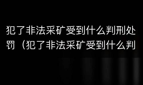 犯了非法采矿受到什么判刑处罚（犯了非法采矿受到什么判刑处罚呢）