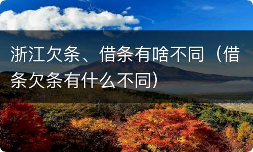 浙江欠条、借条有啥不同（借条欠条有什么不同）