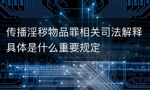 传播淫秽物品罪相关司法解释具体是什么重要规定