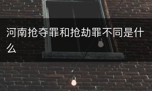 河南抢夺罪和抢劫罪不同是什么