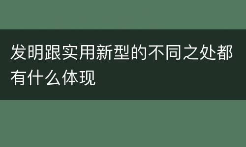 发明跟实用新型的不同之处都有什么体现