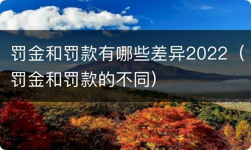 罚金和罚款有哪些差异2022（罚金和罚款的不同）