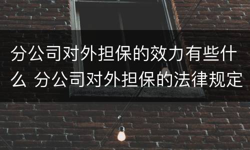 分公司对外担保的效力有些什么 分公司对外担保的法律规定