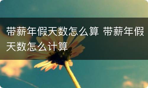 带薪年假天数怎么算 带薪年假天数怎么计算