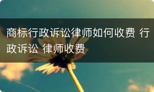 商标行政诉讼律师如何收费 行政诉讼 律师收费