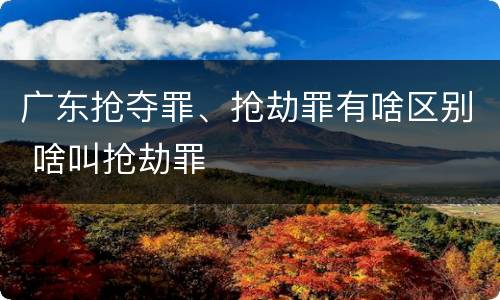 广东抢夺罪、抢劫罪有啥区别 啥叫抢劫罪