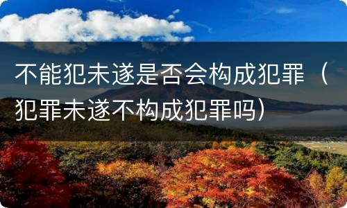 不能犯未遂是否会构成犯罪（犯罪未遂不构成犯罪吗）