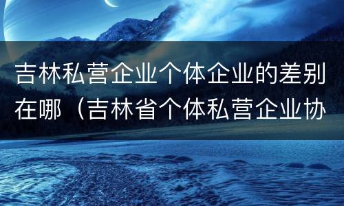吉林私营企业个体企业的差别在哪（吉林省个体私营企业协会）