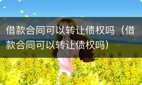 借款合同可以转让债权吗（借款合同可以转让债权吗）