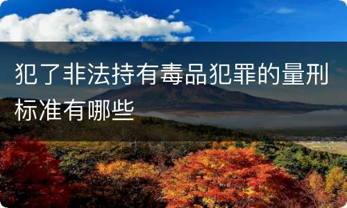 犯了非法持有毒品犯罪的量刑标准有哪些