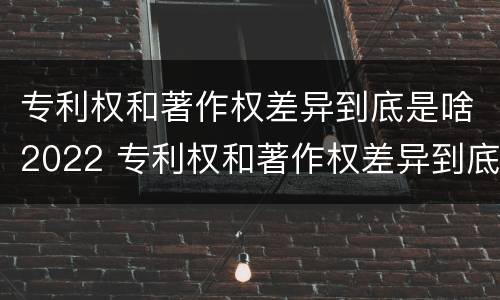 专利权和著作权差异到底是啥2022 专利权和著作权差异到底是啥2022年的
