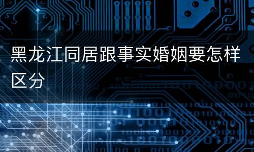 黑龙江同居跟事实婚姻要怎样区分