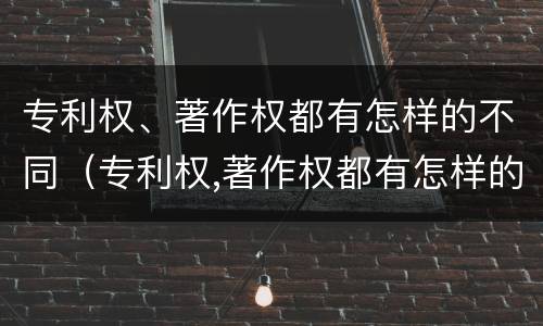 专利权、著作权都有怎样的不同（专利权,著作权都有怎样的不同之处）