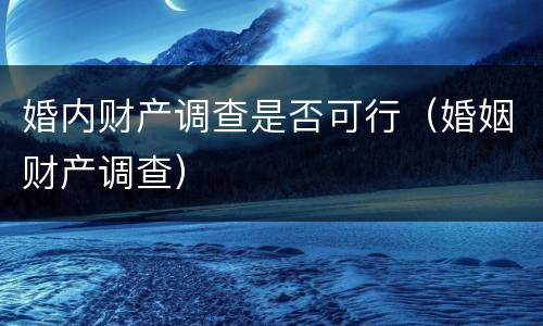 婚内财产调查是否可行（婚姻财产调查）