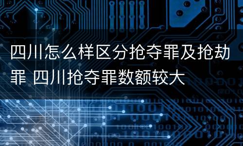 四川怎么样区分抢夺罪及抢劫罪 四川抢夺罪数额较大