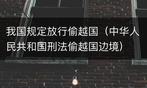 我国规定放行偷越国（中华人民共和国刑法偷越国边境）