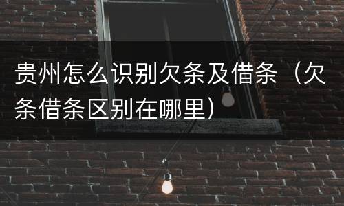 贵州怎么识别欠条及借条（欠条借条区别在哪里）