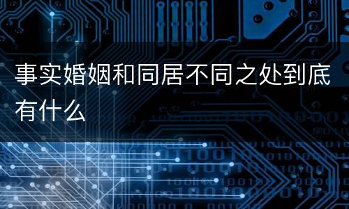 事实婚姻和同居不同之处到底有什么