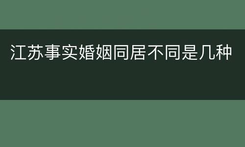 江苏事实婚姻同居不同是几种