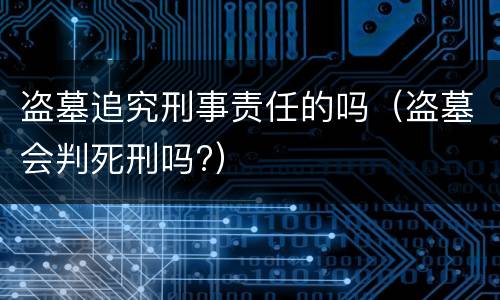 盗墓追究刑事责任的吗(盗墓会判死刑吗?)