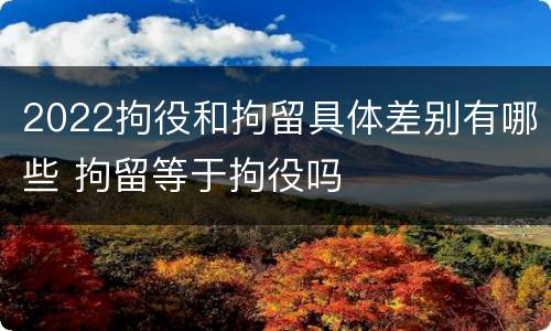 2022拘役和拘留具体差别有哪些 拘留等于拘役吗