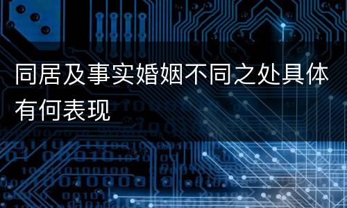 同居及事实婚姻不同之处具体有何表现