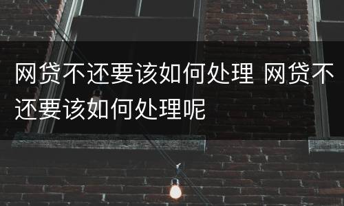 网贷不还要该如何处理 网贷不还要该如何处理呢