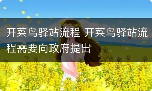 开菜鸟驿站流程 开菜鸟驿站流程需要向政府提出