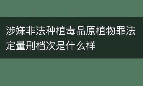 涉嫌非法种植毒品原植物罪法定量刑档次是什么样