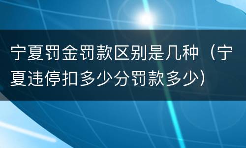 宁夏罚金罚款区别是几种（宁夏违停扣多少分罚款多少）