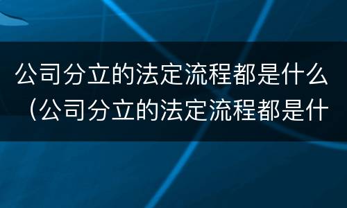 公司分立的法定流程都是什么（公司分立的法定流程都是什么样的）