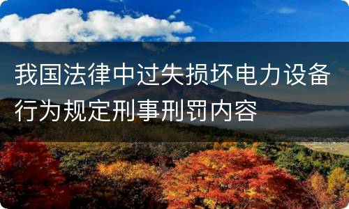 我国法律中过失损坏电力设备行为规定刑事刑罚内容