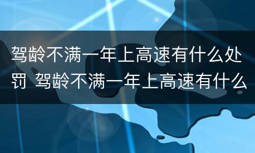 驾龄不满一年上高速有什么处罚 驾龄不满一年上高速有什么处罚规定
