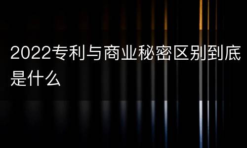 2022专利与商业秘密区别到底是什么