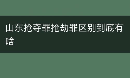 山东抢夺罪抢劫罪区别到底有啥