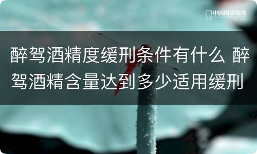 醉驾酒精度缓刑条件有什么 醉驾酒精含量达到多少适用缓刑