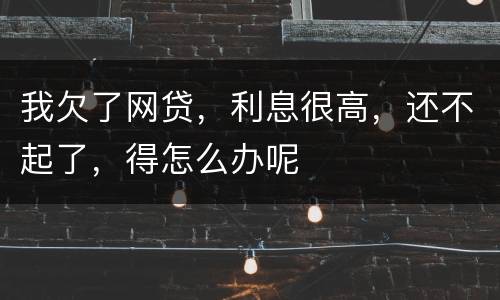 我欠了网贷，利息很高，还不起了，得怎么办呢
