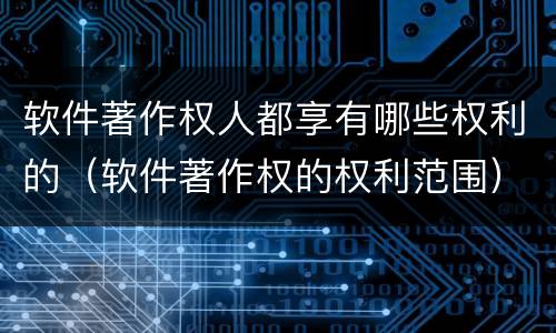 软件著作权人都享有哪些权利的（软件著作权的权利范围）