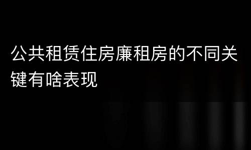 公共租赁住房廉租房的不同关键有啥表现