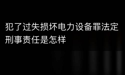 犯了过失损坏电力设备罪法定刑事责任是怎样