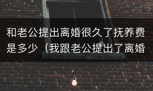 和老公提出离婚很久了抚养费是多少（我跟老公提出了离婚）