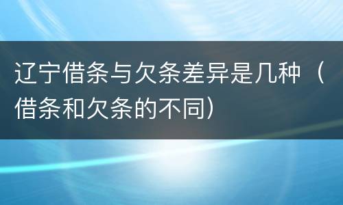 辽宁借条与欠条差异是几种（借条和欠条的不同）