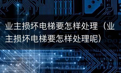 业主损坏电梯要怎样处理（业主损坏电梯要怎样处理呢）