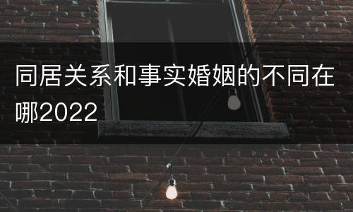 同居关系和事实婚姻的不同在哪2022