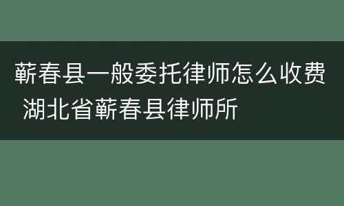 蕲春县一般委托律师怎么收费 湖北省蕲春县律师所