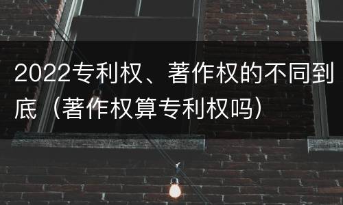 2022专利权、著作权的不同到底（著作权算专利权吗）