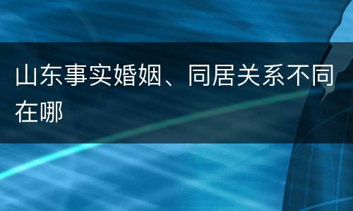 山东事实婚姻、同居关系不同在哪