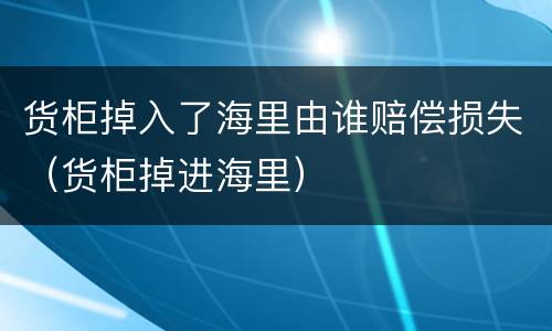货柜掉入了海里由谁赔偿损失（货柜掉进海里）